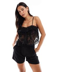 Miss Selfridge - – babydoll-oberteil aus premium-spitze - Lyst