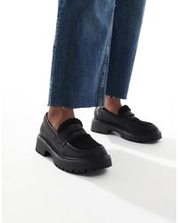 London Rebel - Olivia Contrast Teddy Fur Chunky Loafers - Lyst