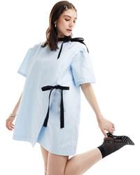 Ghospell - Contrast Bow Jacquard Mini Dress - Lyst