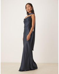 Pretty Lavish - Bridesmaid Keisha Satin Cowl Neck Maxi Dress With Scarf - Lyst