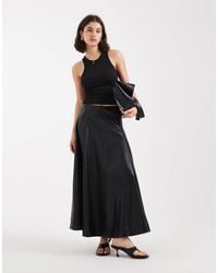 ASOS - Faux Leather Seam And Volume Detail Midi Skirt - Lyst