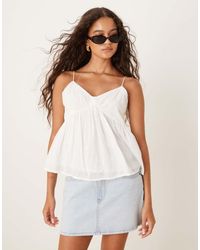 Jdy - Broderie Peplum Cami Top - Lyst