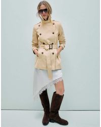 Stradivarius - Trench Taglio Corto Basic Color Pietra - Lyst