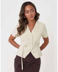 Threadbare - Denim Belted Short Sleeve Top - Lyst