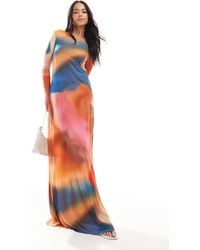 Vero Moda - Long Sleeved Mesh Dress Maxi Dress - Lyst
