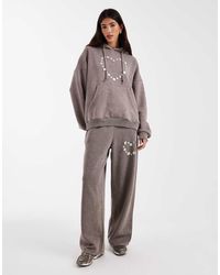 Daisy Street - Button Heart Wide Leg Joggers - Lyst