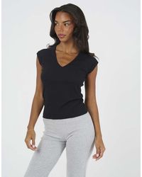 Brave Soul - Cap Sleeve V-Neck Fitted T-Shirt - Lyst