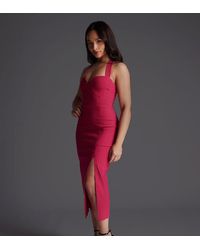 Vesper Petite - Notch Neck Midaxi Dress With Thigh Split - Lyst