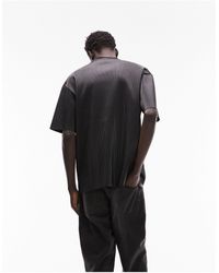 TOPMAN - Faux Leather Plisse Oversized Fit T-shirt - Lyst