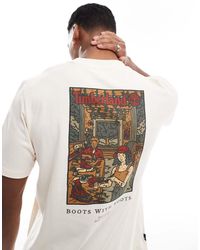 Timberland - Ongeverfd T-Shirt Met Grafische Print Van Laarzenatelier Op De Achterkant En Wassing - Lyst