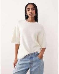 Gina Tricot - Relaxed Fit Knitted Wool Alpaca Short Sleeve Top - Lyst