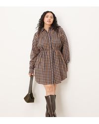 ASOS - Asos Design Curve Shirt Mini Dress With Cinched Waist - Lyst