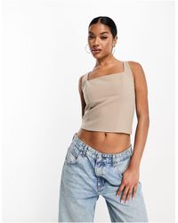 Abercrombie & Fitch - Wide Strap Tailored Top With Square Neck - Lyst