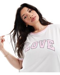 ONLY - Boxy Fit T-shirt With Love Print - Lyst