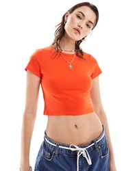 Monki - T-shirt effet rétréci - orange - Lyst