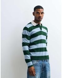 ASOS - Relaxed Knitted Long Sleeve Striped Rugby Polo - Lyst