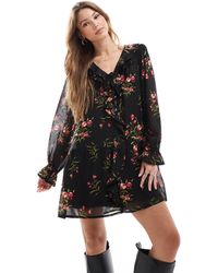 Wednesday's Girl - Ditsy Floral Ruffle Wrap Dress - Lyst
