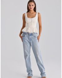 House Of Cb - Effie Sateen + Lace Trim Contour Top - Lyst