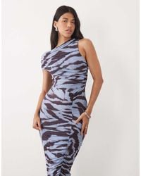 ASOS - Mesh Asymmetric Neck Off Shoulder Ruched Maxi Dress - Lyst