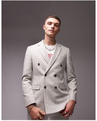 TOPMAN - Skinny Wool Mix Double Breasted Wedding Suit Jacket - Lyst