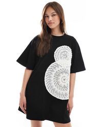 ASOS - Crochet T-shirt Mini Dress - Lyst