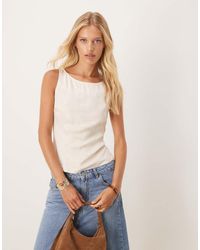 ASOS - Satin Tie Back Slash Neck Top - Lyst