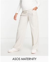 ASOS - Asos Design Maternity Wide Leg Trouser With Linen - Lyst