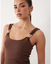 ASOS - Compact Cotton Tank Top With Gold Trim - Lyst