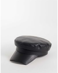 ASOS - Leather Look Baker Boy Hat - Lyst