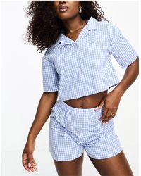Luna - Cotton Super Cropped Shirt And Boxer Short Pyjama Set - Lyst