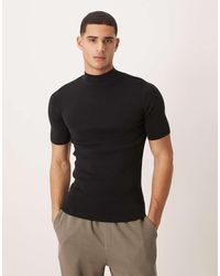ASOS - Muscle Fit Knitted Rib Turtle Neck T-shirt - Lyst