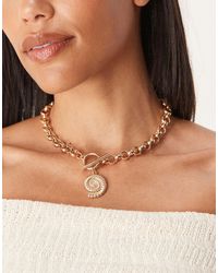 ASOS - Necklace With Tbar And Shell Charm Detail - Lyst