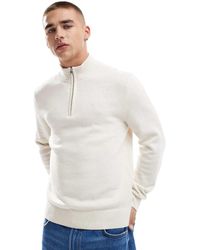 Abercrombie & Fitch - Jersey Con Media Cremallera Y Logo De Punto De Lana De Merino De -Blanco - Lyst
