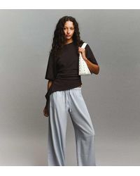 Bershka - Tall Linen Blend Trousers With An Elasticated Waistband - Lyst
