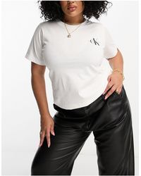 Calvin Klein - Plus - Set Van 2 Slim-fit T-shirts Met Monogramlogo - Lyst