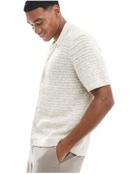 Abercrombie & Fitch - Crochet Knit Short Sleeve Polo Shirt - Lyst