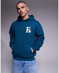 Faded Store - Felpa Con Cappuccio Da 320 Gsm Verde Azzurro Polvere Con Stella E Icona - Lyst