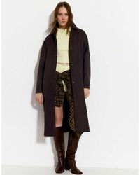Pull&Bear - Manteau ceinturé en feutre texturé - bordeaux - Lyst