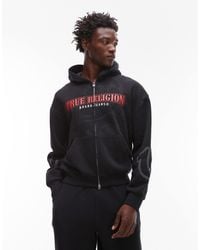 TRUE RELIGION - Big t - sweat à capuche d'ensemble zippé avec logo - noir - Lyst