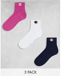 Champion - Confezione da 3 paia di calzini corti rosa, bianchi e neri - Lyst