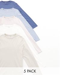 ASOS - 5 Pack Long Sleeved Crew Neck T-shirts - Lyst
