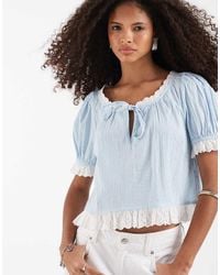 Neon Rose - Short Sleeve Frilly Edges Top - Lyst