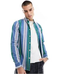 Farah - Burghino Casual Fit Long Sleeve Stripe Denim Shirt - Lyst