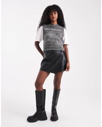 ASOS - Faux Leather Button Detail Wrap Skort - Lyst