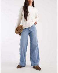 Vero Moda - Kayla Button Front Wide Leg Jeans - Lyst