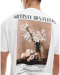 ASOS - T-shirt comoda bianca con stampa di fiori sulla schiena - Lyst