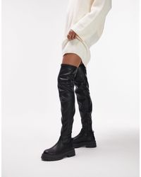 TOPSHOP - Kate - stivali sopra il ginocchio neri con suola spessa - Lyst