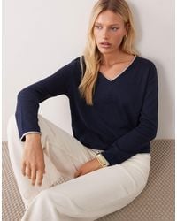 Mango - Teen V Neck Jumper With Contrast Trim - Lyst
