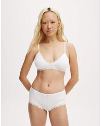 Cotton On - Cotton Lace Triangle Padded Bralette - Lyst