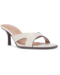 SEQWL - Heeled Mule Slip On Sandals With Stitch Trim Details - Lyst